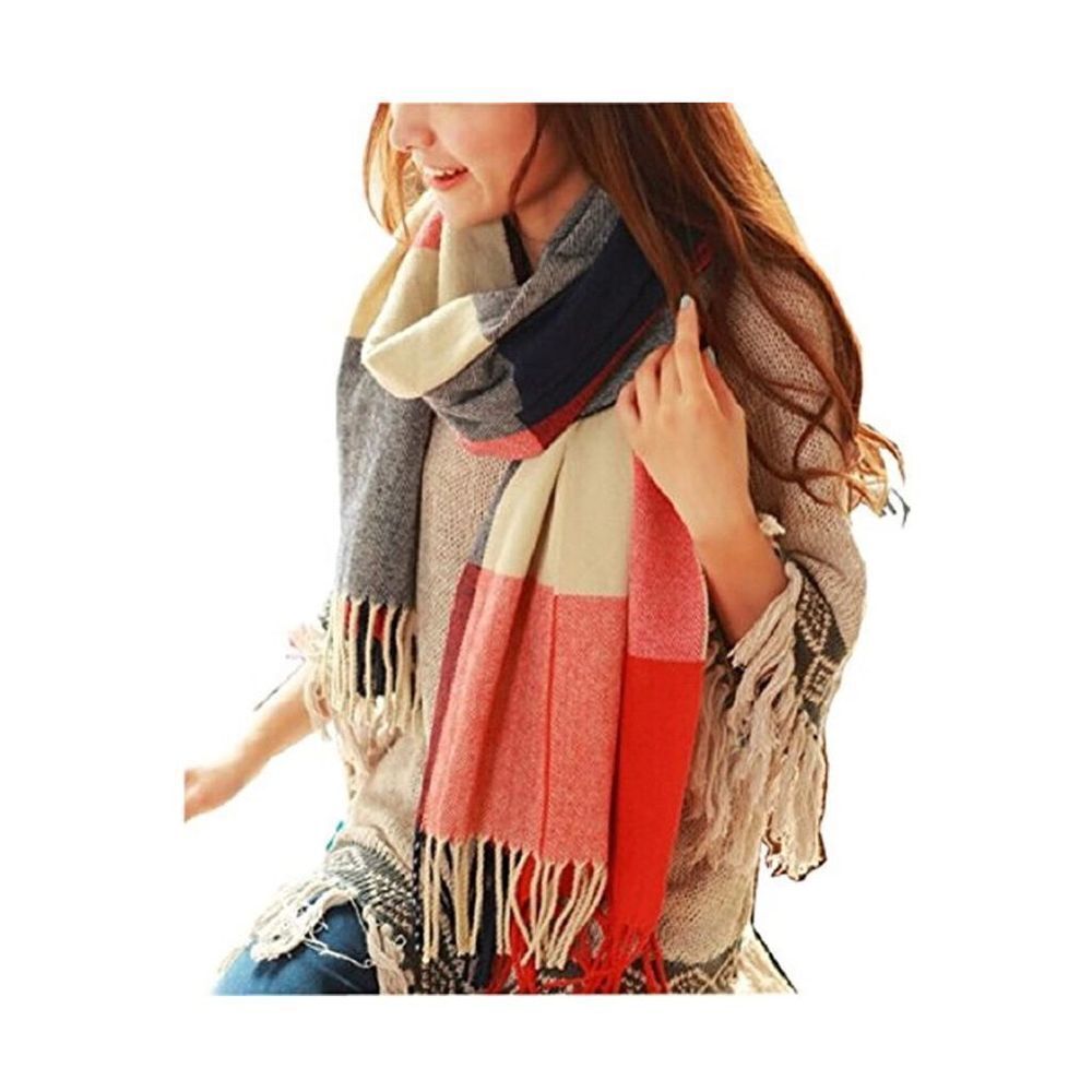 Women's Fashion Long Shawl Big Grid Winter Warm Lattice Large 🧣Scarf